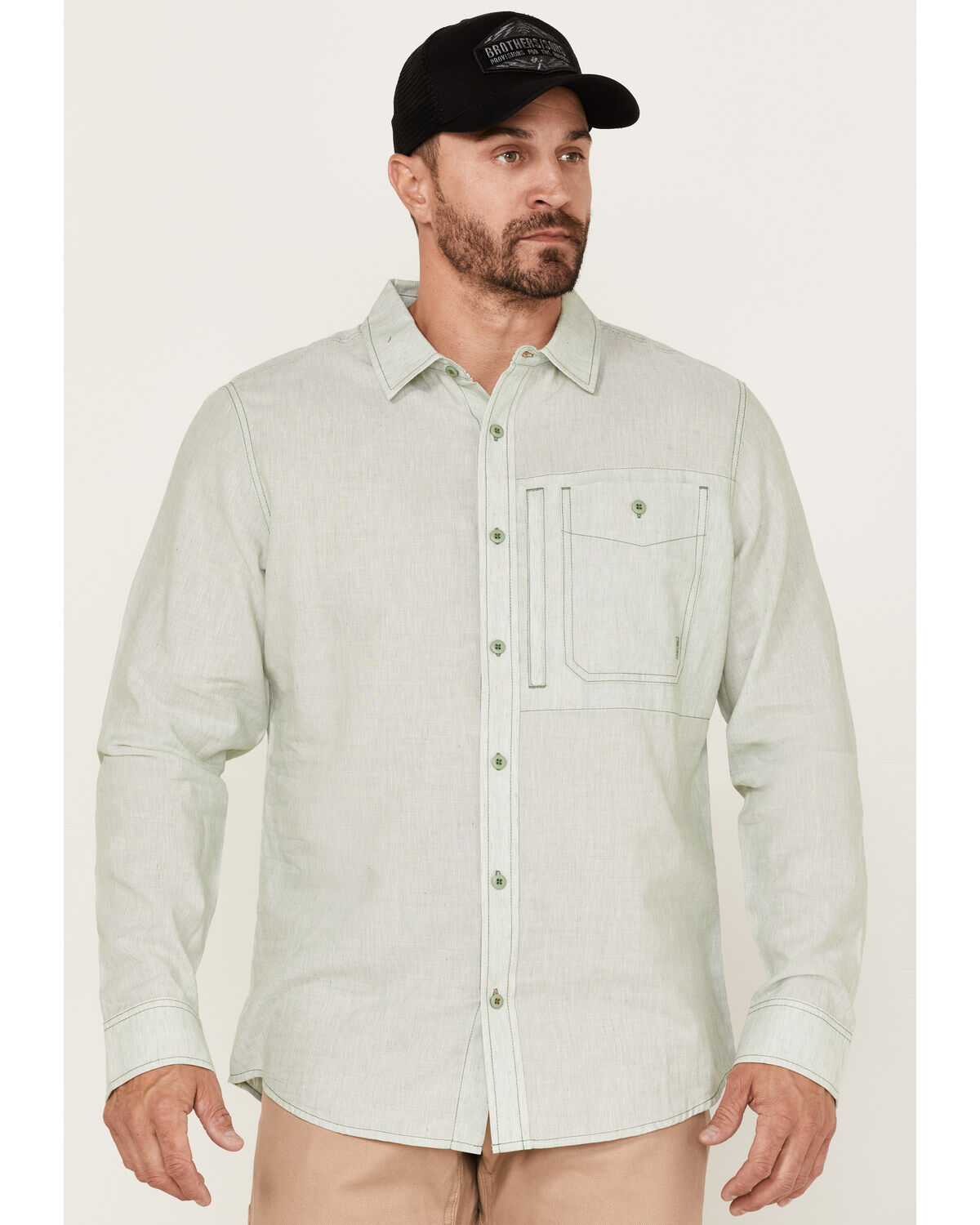 Men's Brothers and Sons Performance Solid Long Sleeve Button Down West