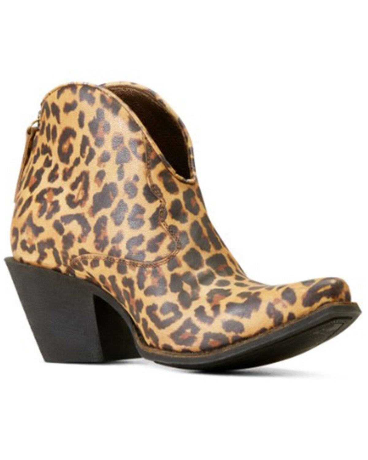 SACFOF Women's Leopard Print Cowboy Boots - Ankle Western Booties With Stitched Design