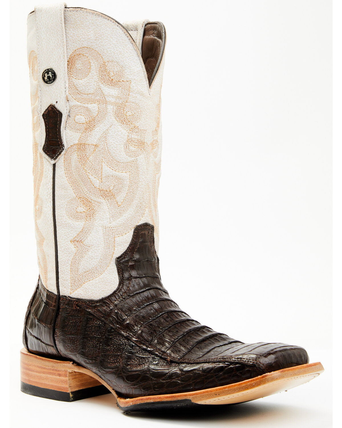 Men's Tanner Mark Exotic Caiman Belly Western Boots - Broad Square Toe