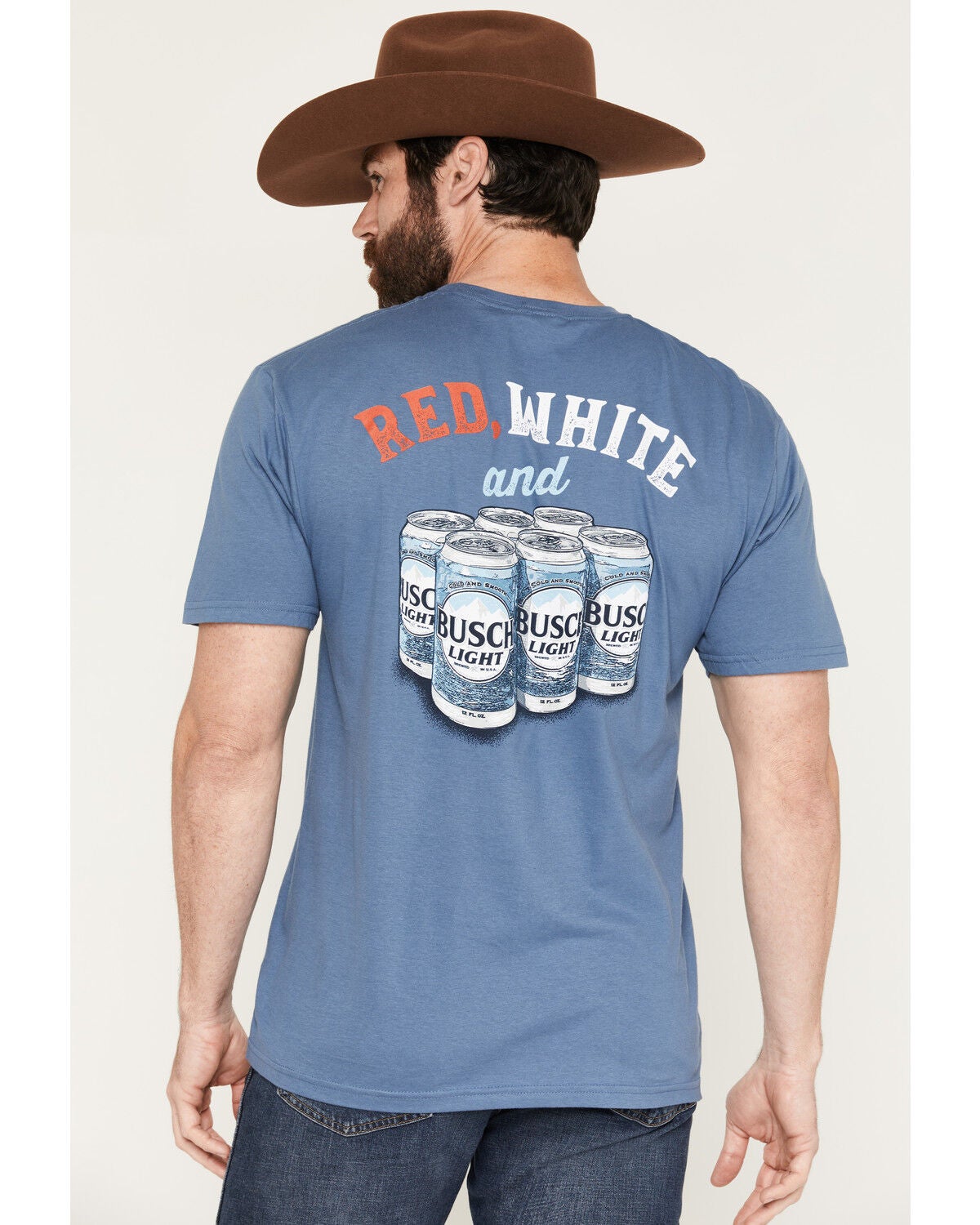 Men's Jedco Red, White & Busch Light Short Sleeve Graphic T-Shirt