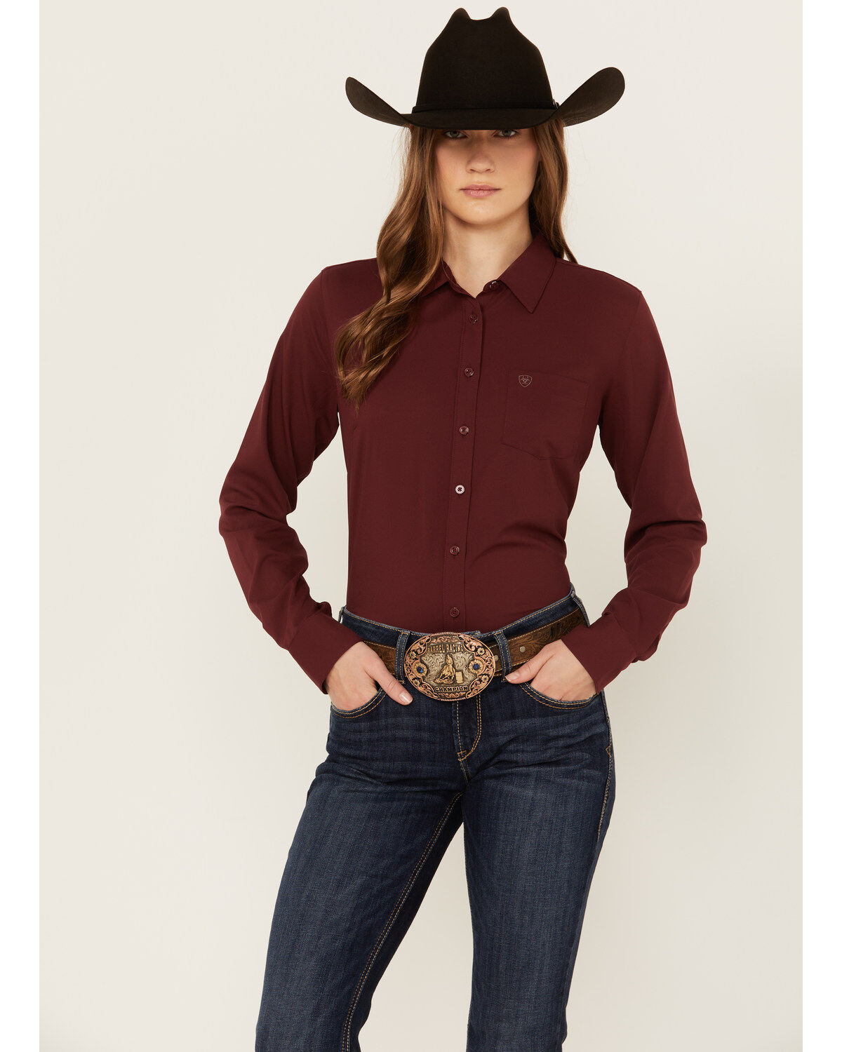 Women's Ariat Solid Long Sleeve Button-Down Performance Western Shirt