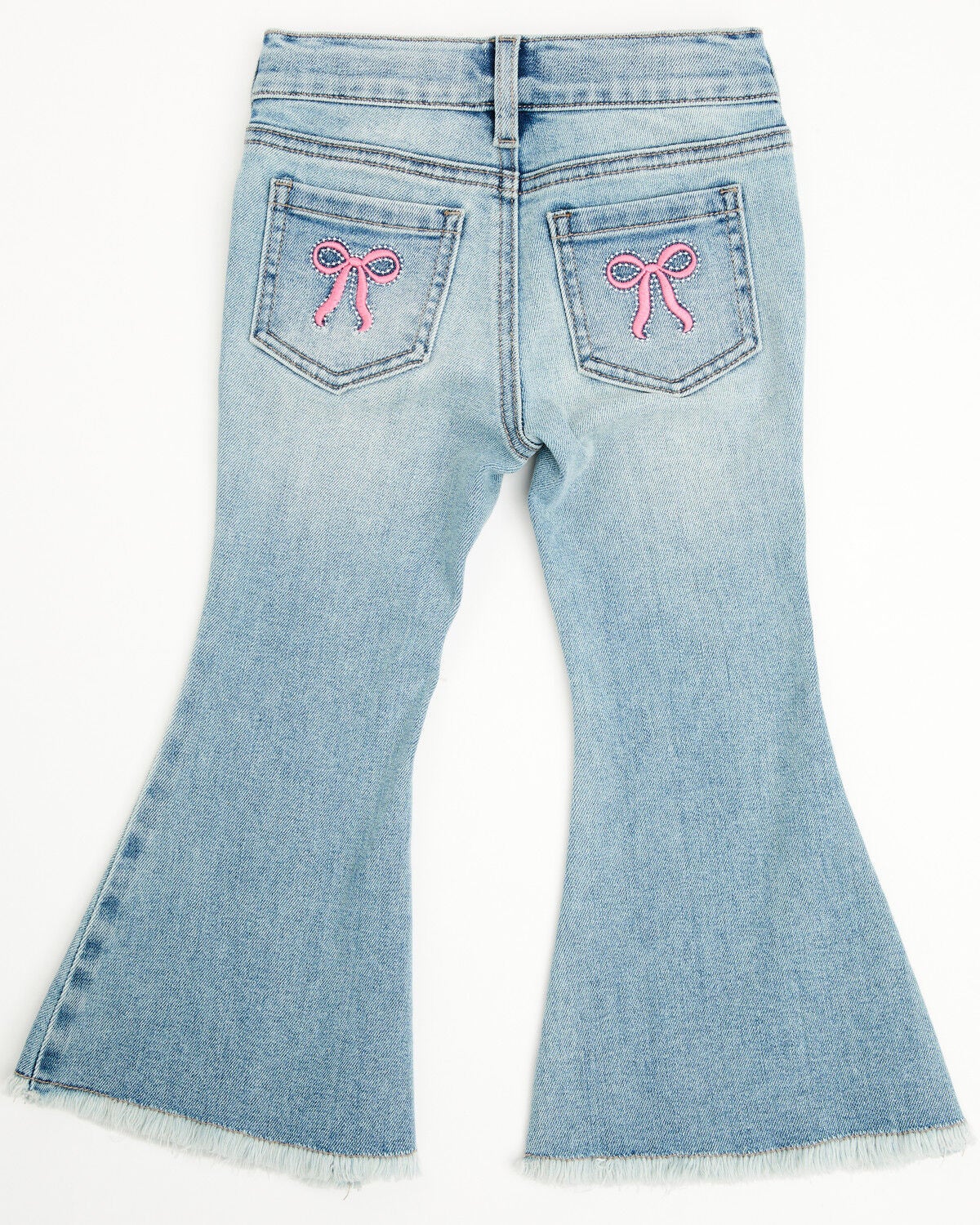 Girls' Shyanne Toddler Light Wash Lacey Bow Embroidered Flare Stretch