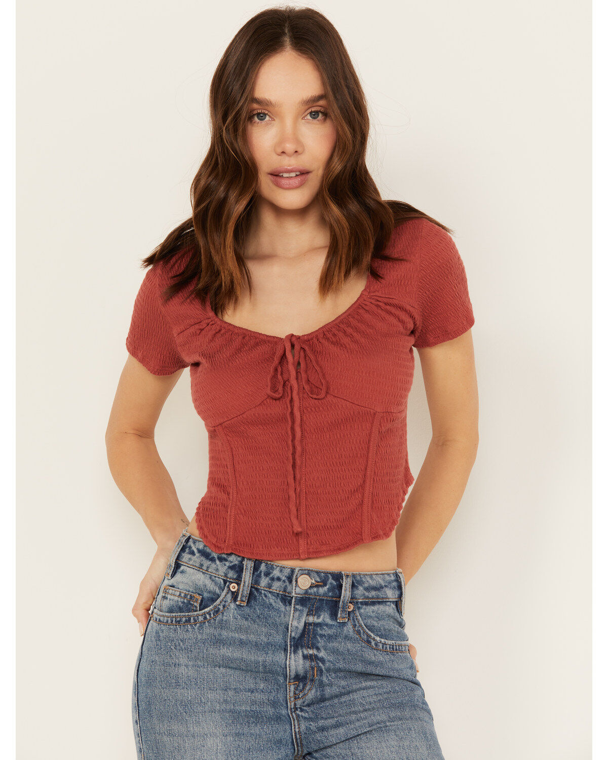 Women's Wild Moss Textured Corset Knit Top