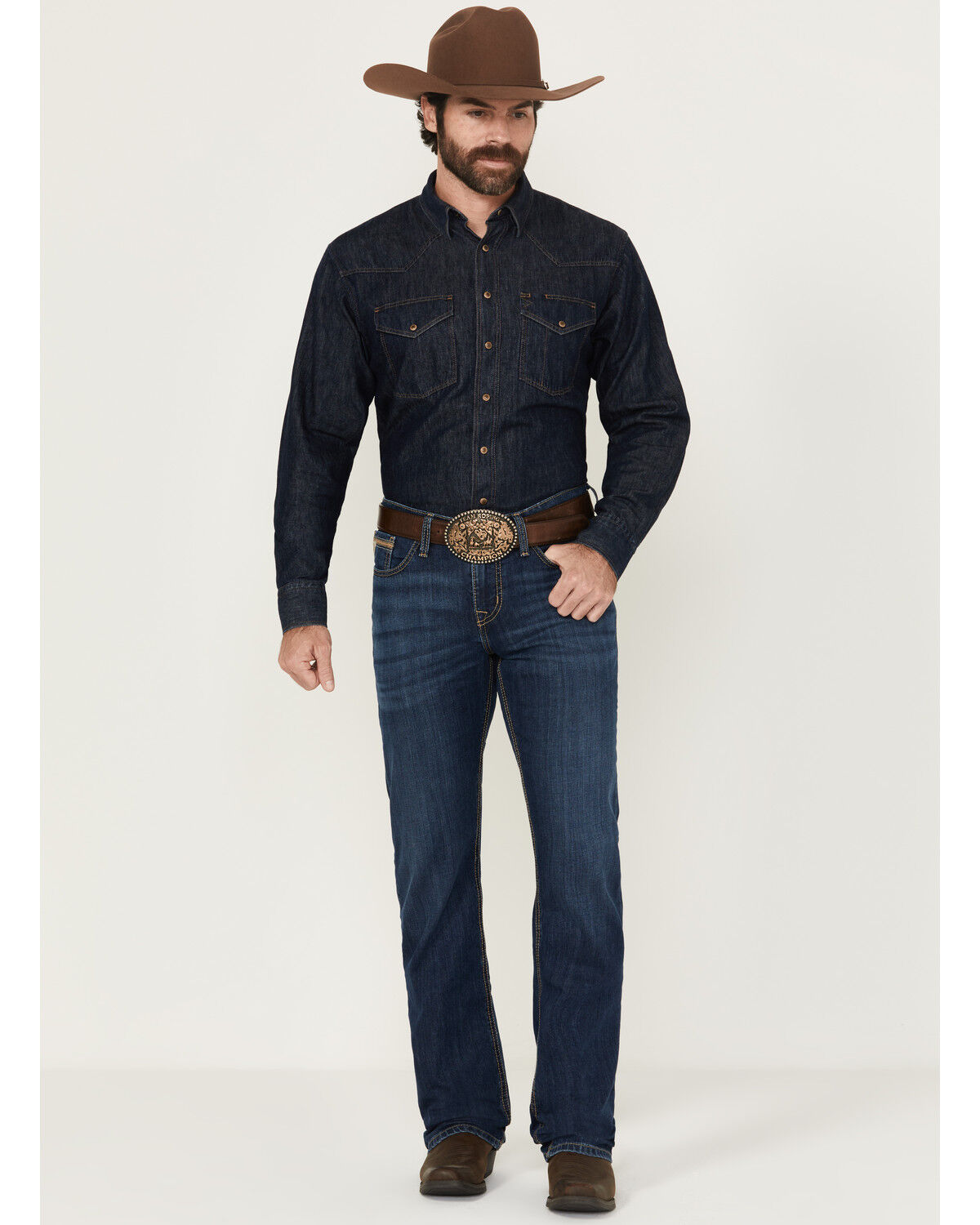 Men's Cinch Ian Dark Wash Slim Bootcut Performance Stretch Denim Jeans