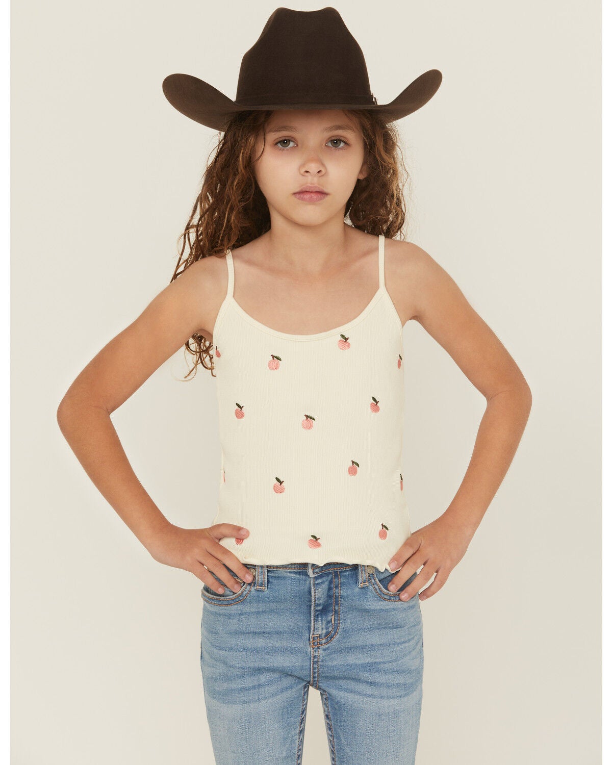 Girls' Fornia Peaches Embroidered Sleeveless Tank Top