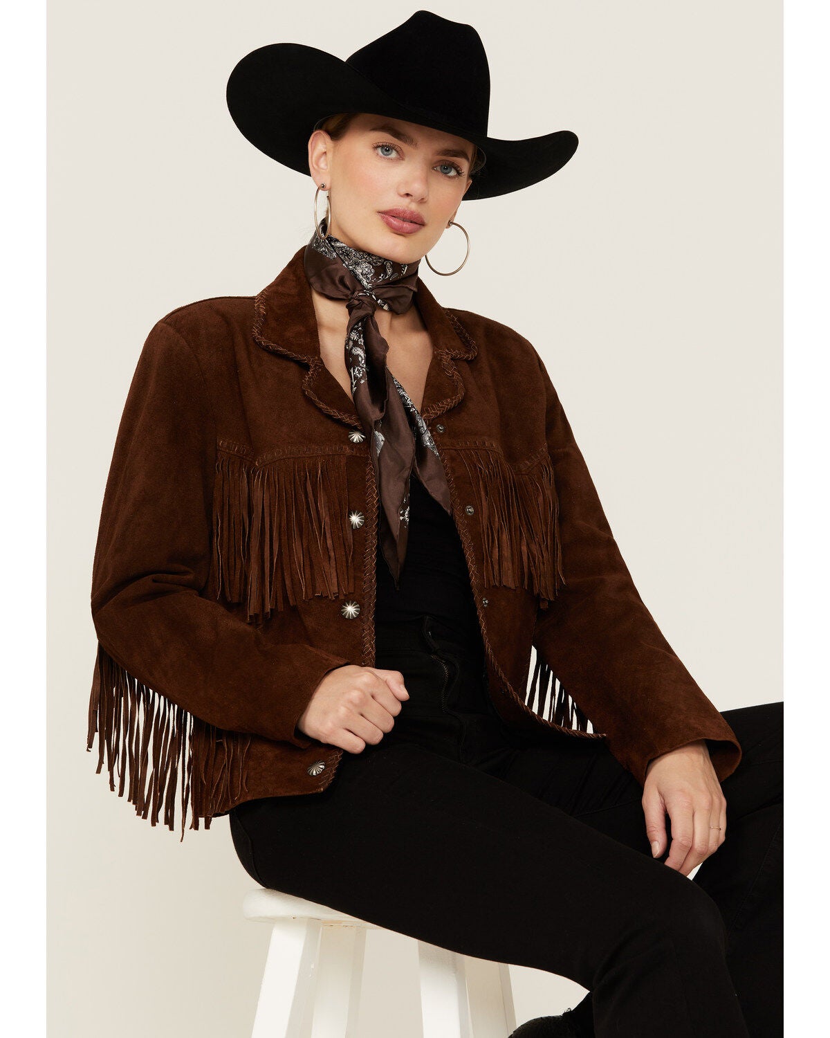 Women's Scully Café Brown Suede Fringe Jacket