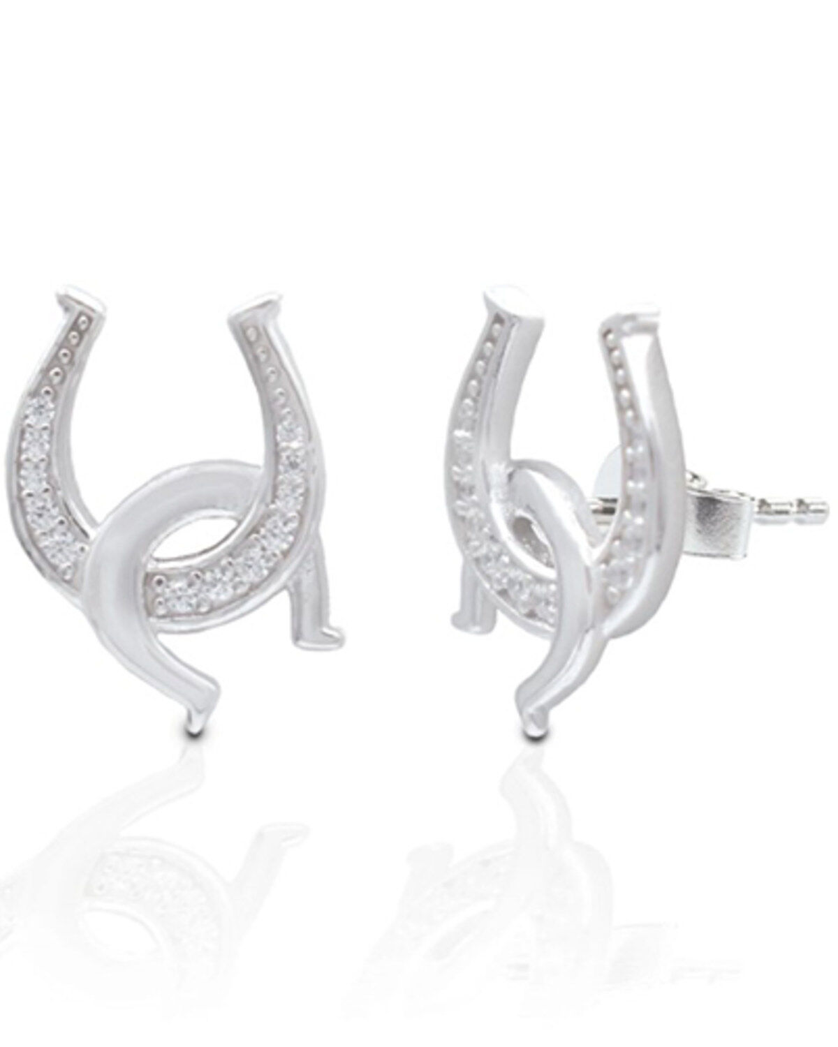 Women's Kelly Herd Silver Interlocked Double Horseshoe Stud Earrings