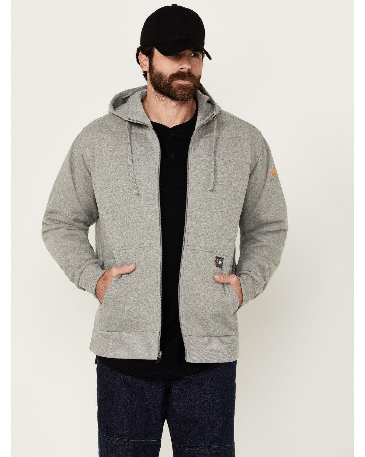 Men's Ariat Rebar All-Weather Insulated Full Zip Hooded Sweatshirt
