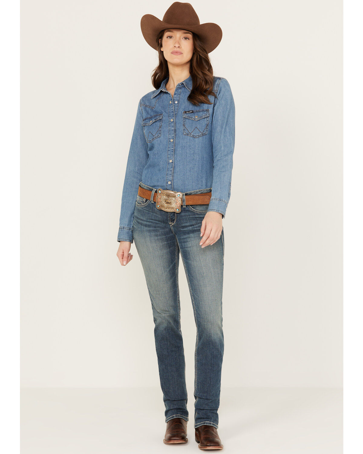 Women's Ariat Medium Wash Mid Rise Michela Straight Stretch Jeans