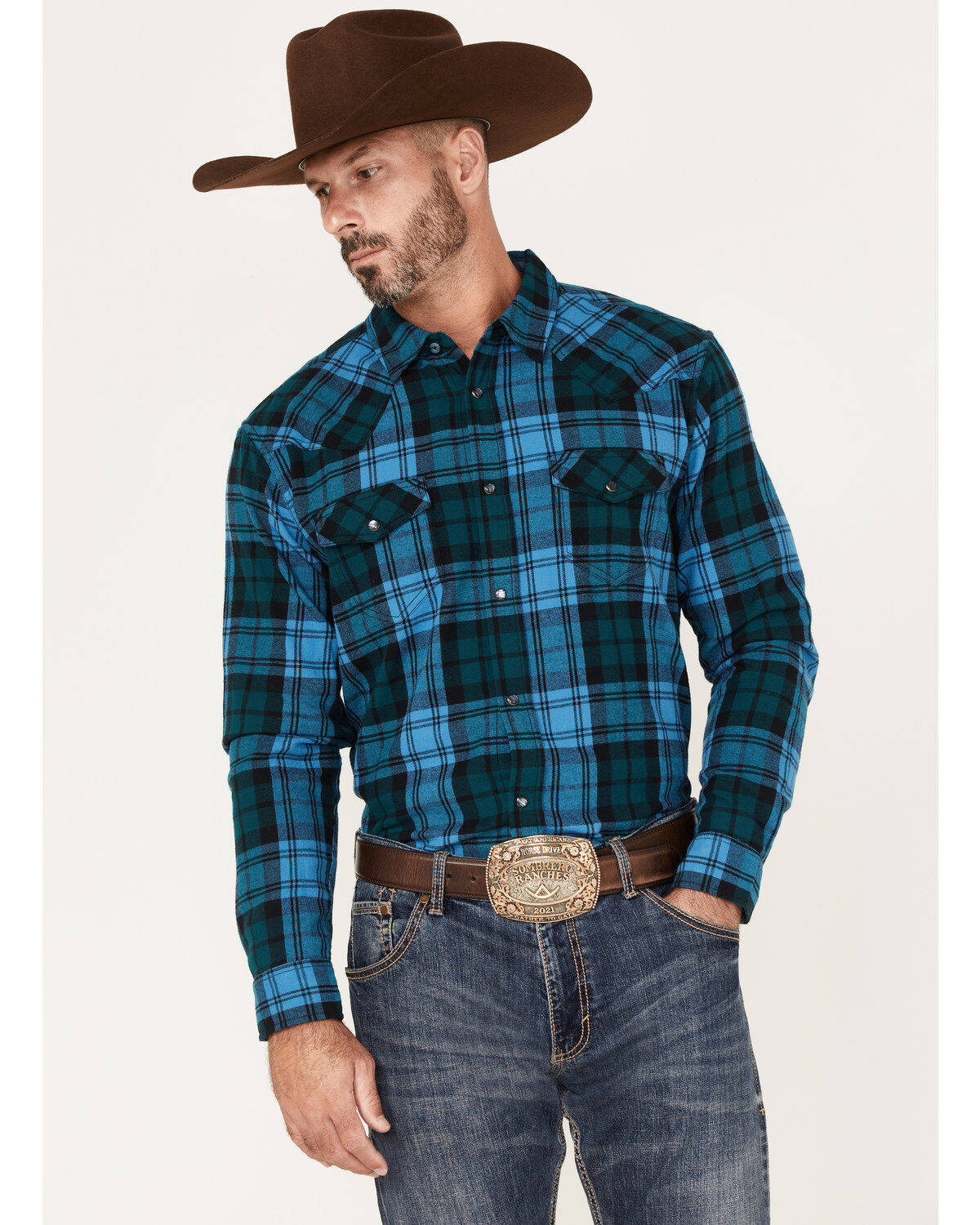 Men's Cody James McKenzie Plaid Print Pearl Snap Western Flannel Shirt