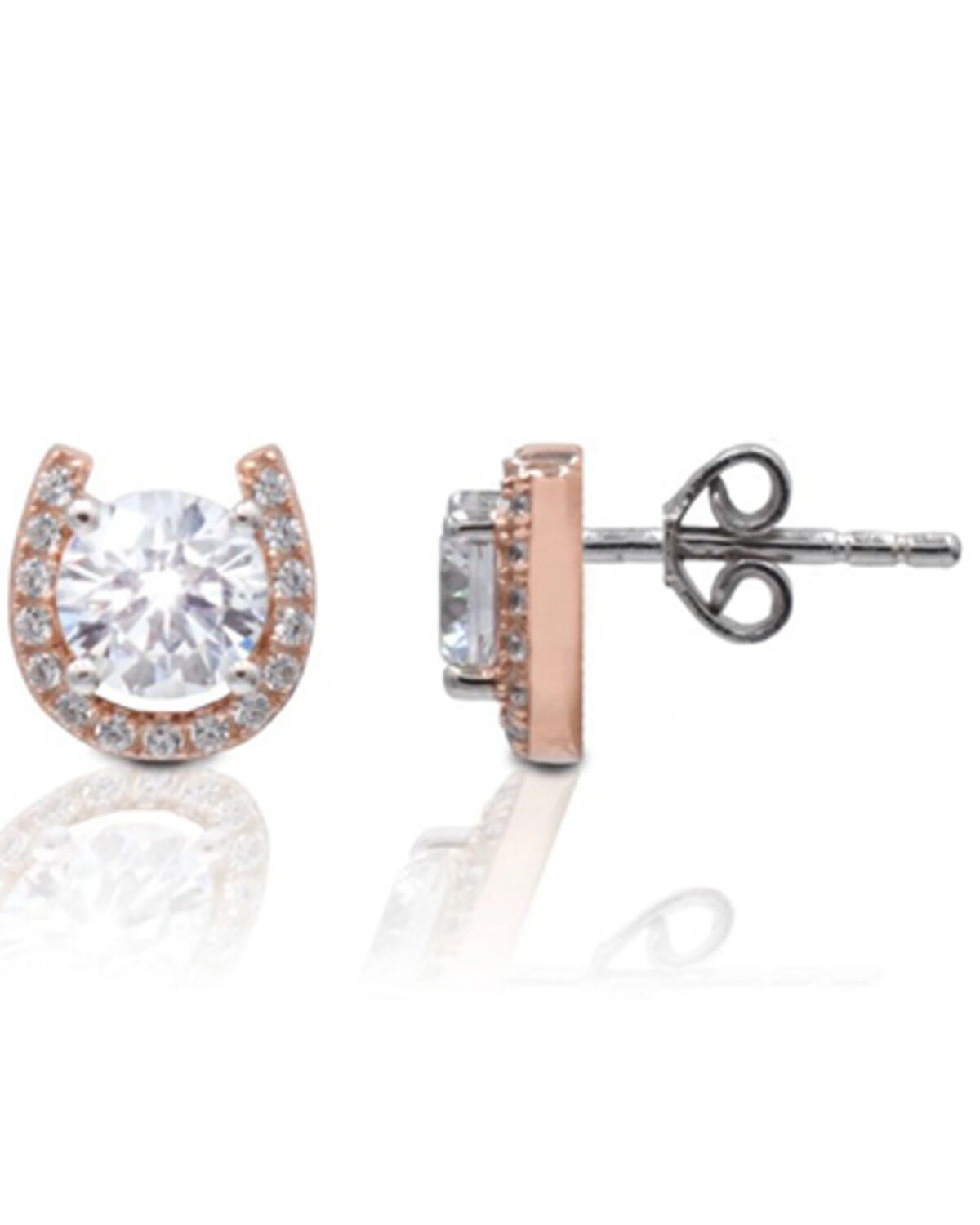 Women's Kelly Herd Rose Gold Horseshoe Stud Earrings