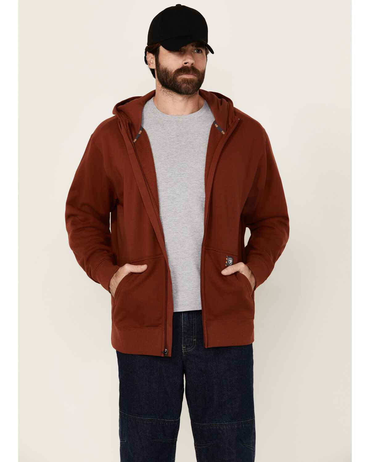 Men's Ariat Rebar Workman Born For This Full Zip Hooded Sweatshirt