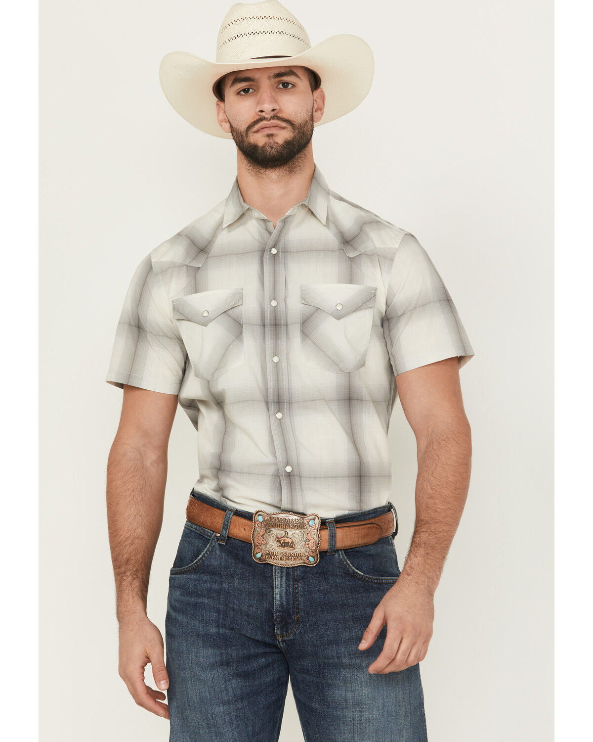 Men's Pendleton Frontier Plaid Print Short Sleeve Snap Western Shirt