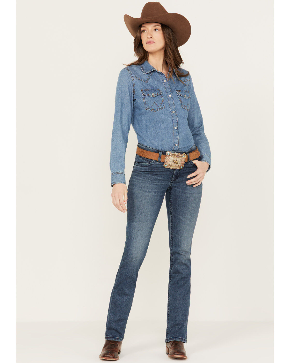 Women's Wrangler Dark Wash Mid Rise Ultimate Riding Bootcut Jeans