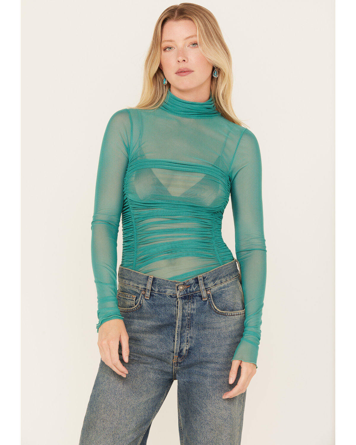 Women's Free People Under It All Ruched Mesh Bodysuit