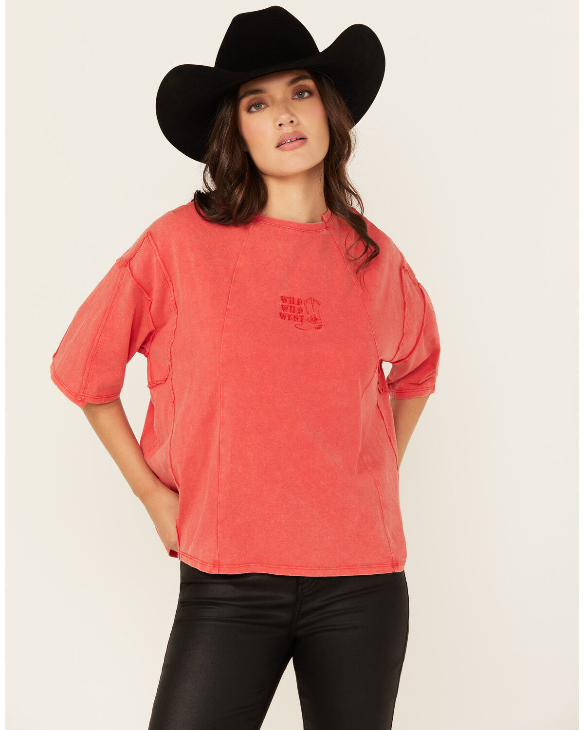 Women's Blue B Embroidered Short Sleeve Graphic Tee