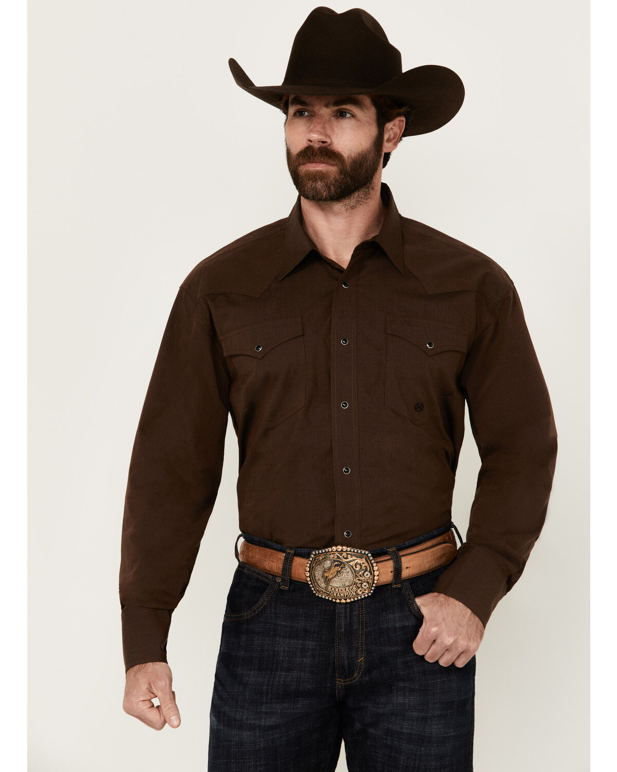 Men's Roper Amarillo Solid Long Sleeve Snap Western Shirt