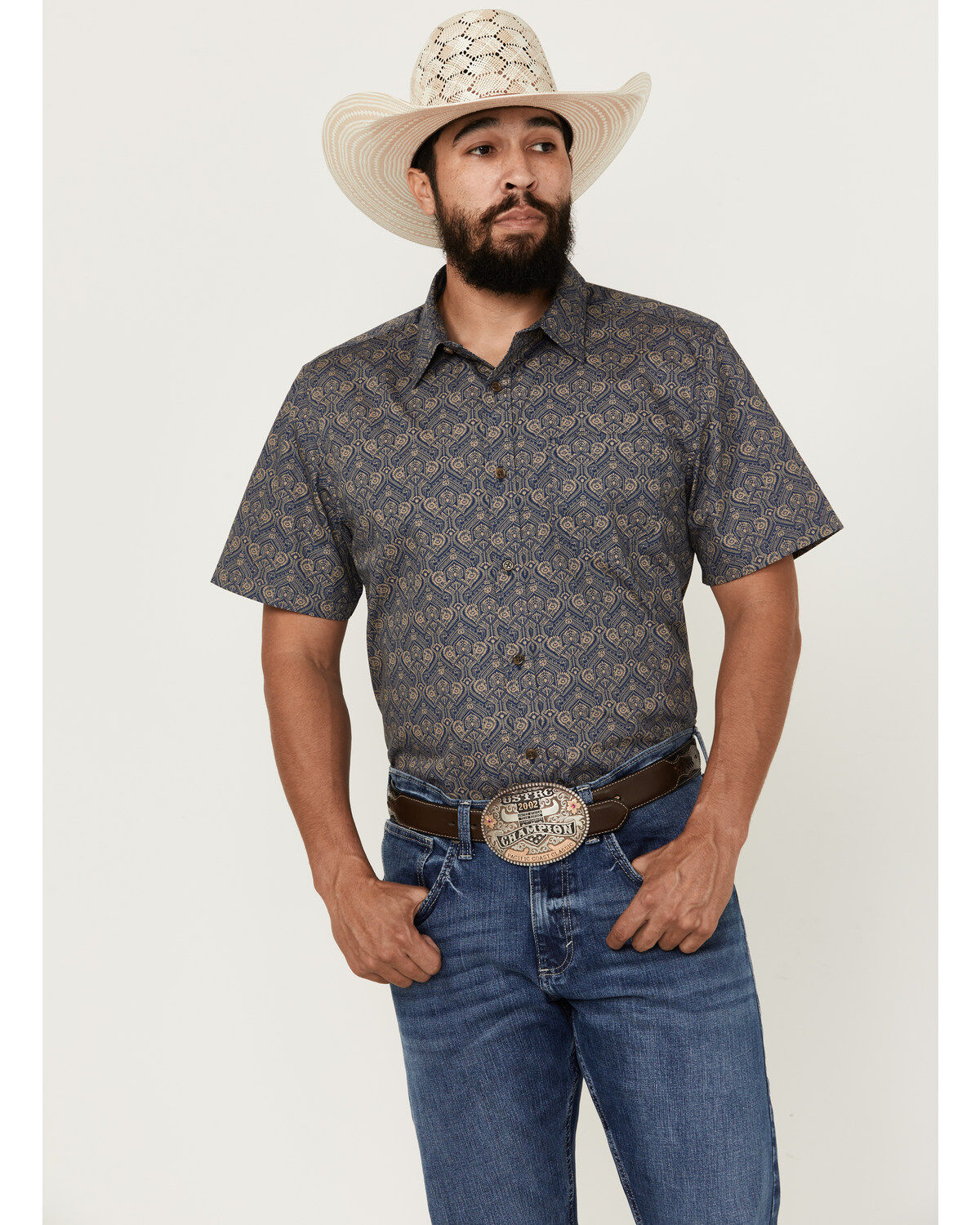 Men's Gibson Trading Co Rain Down Medallion Print Short Sleeve Button-