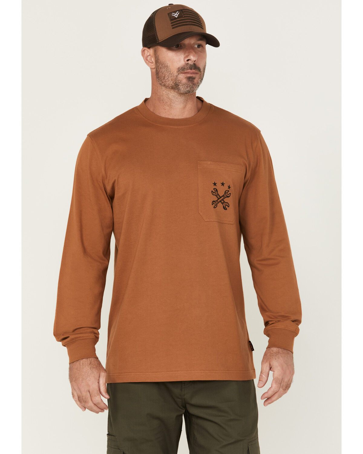 Men's Hawx Wrenches Embroidered Pocket Long Sleeve Work T-Shirt
