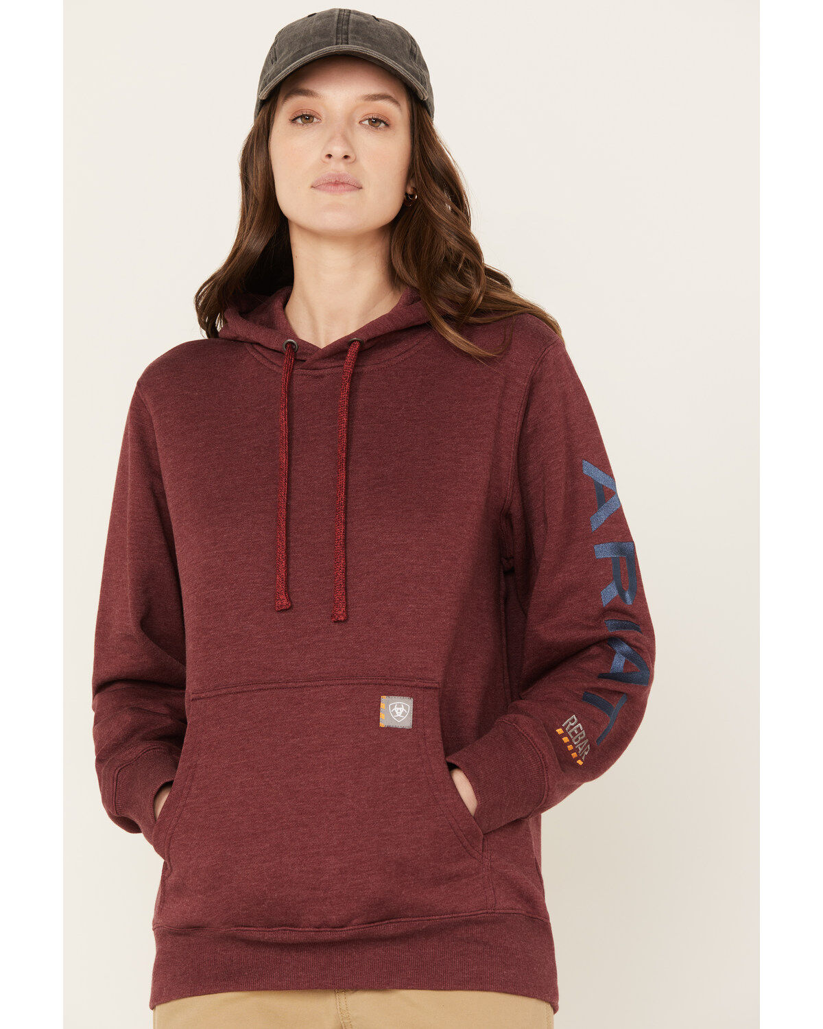 Women's Ariat Rebar Logo Sleeve Graphic Work Hooded Sweatshirt