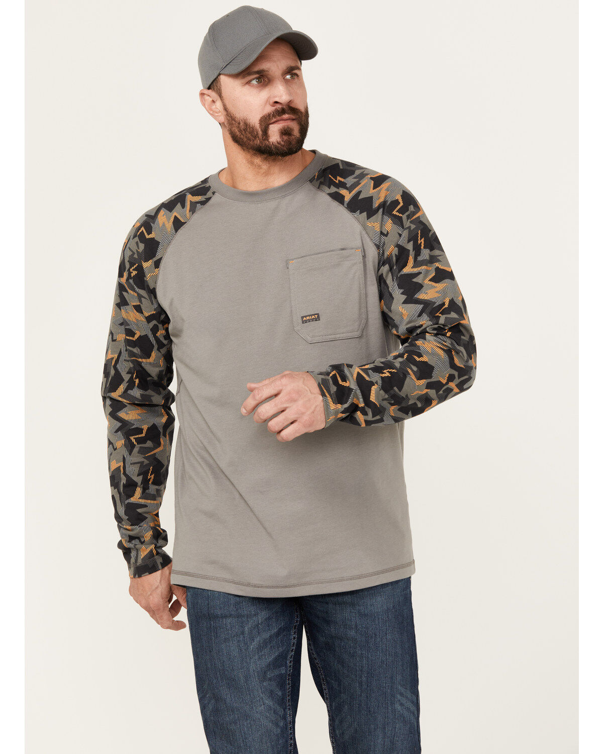 Men's Ariat Rebar Workman Baseball Long Sleeve Shirt