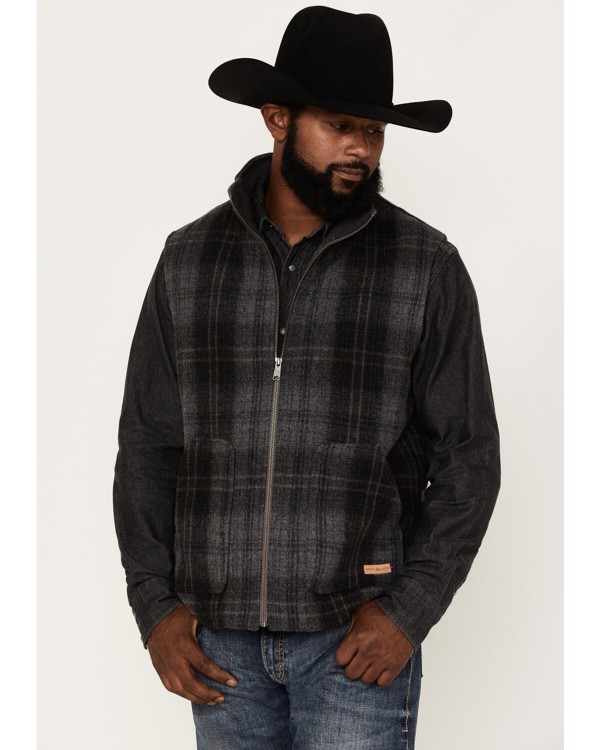 Men's Powder River Outfitters Large Plaid Print Wool Vest