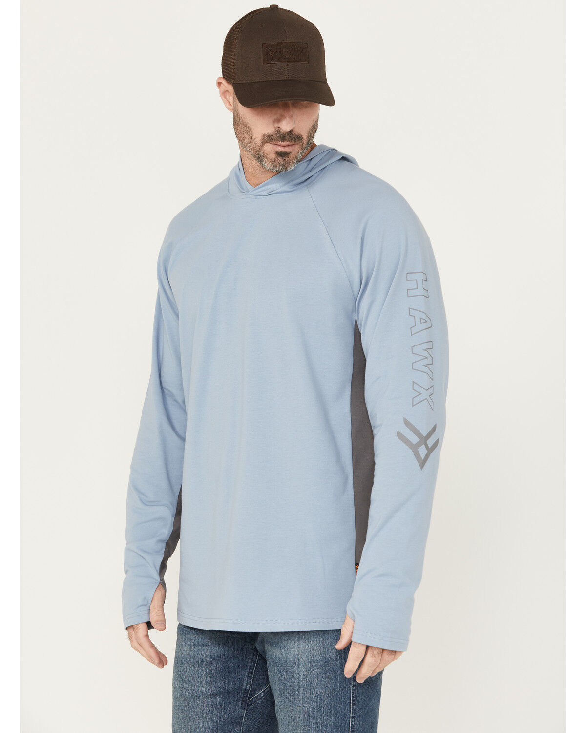 Men's Hawx Sundown Colorblock Hooded Long Sleeve T-Shirt