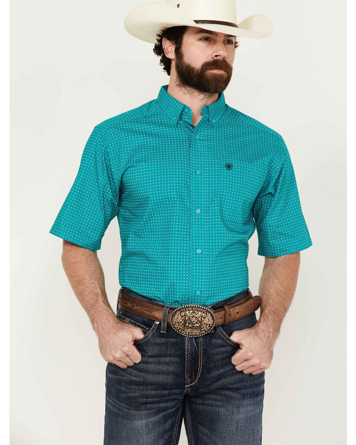 Men's Ariat Judd Geo Print Short Sleeve Button-Down Western Shirt