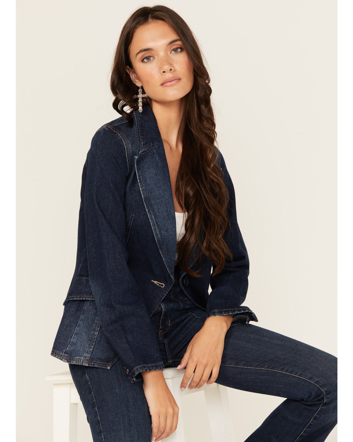 Women's Boom Boom Jeans Dark Wash Denim Blazer