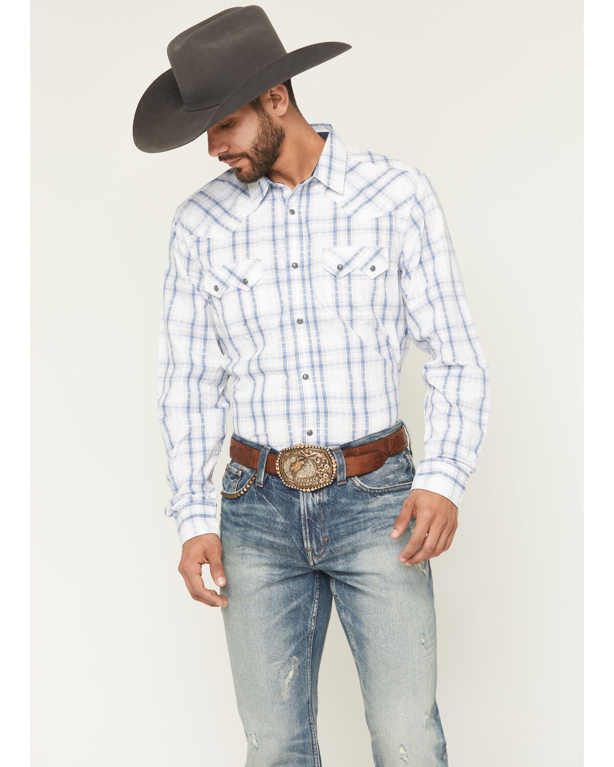 Men's Moonshine Spirit All Day Long Dobby Plaid Print Long Sleeve Sna