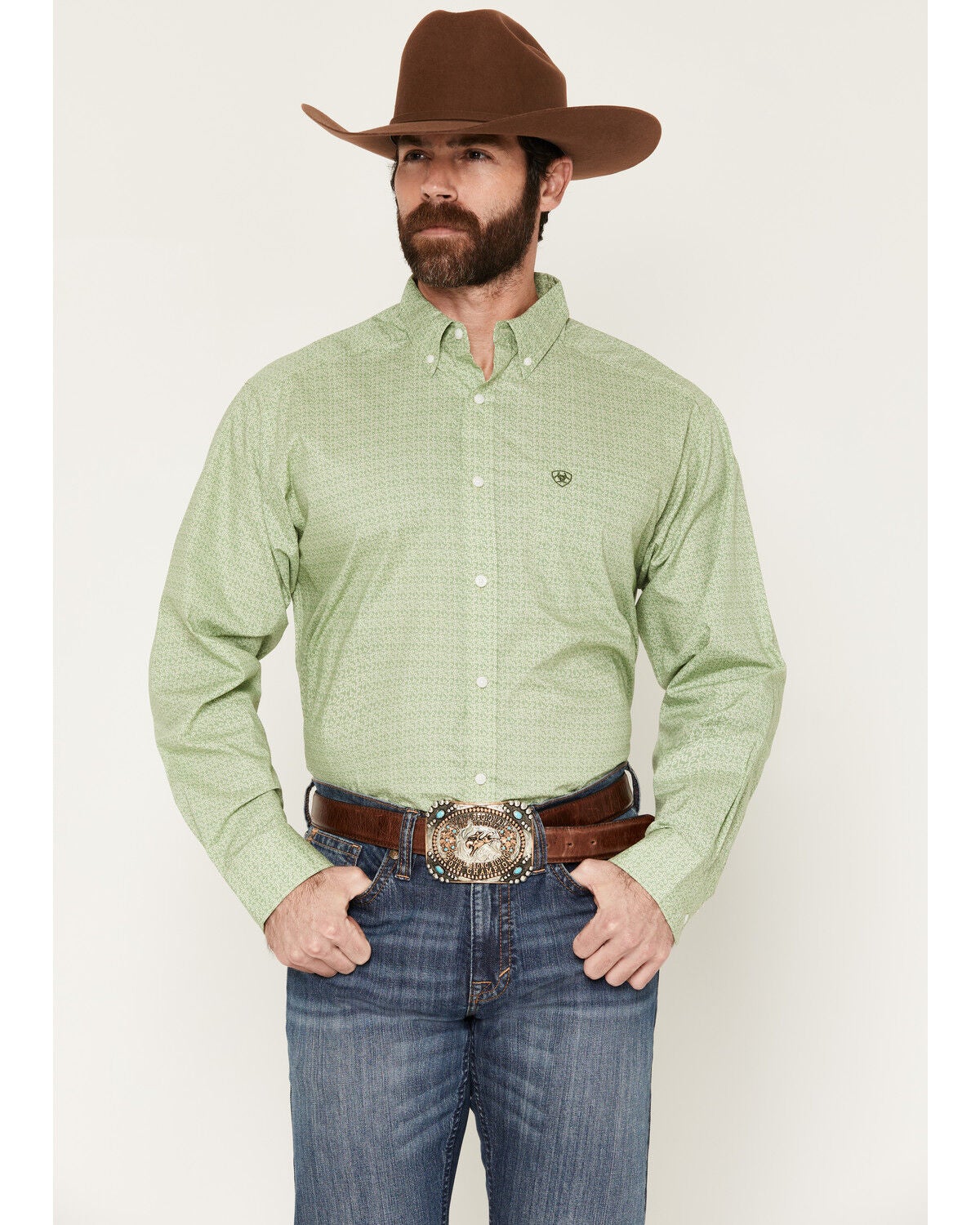 Men's Ariat Smitty Abstract Print Long Sleeve Button-Down Western Shir