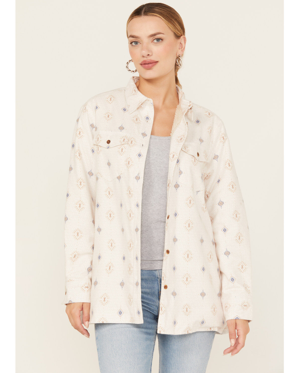 Women's Ely Walker Southwestern Print Sherpa Lined Flannel