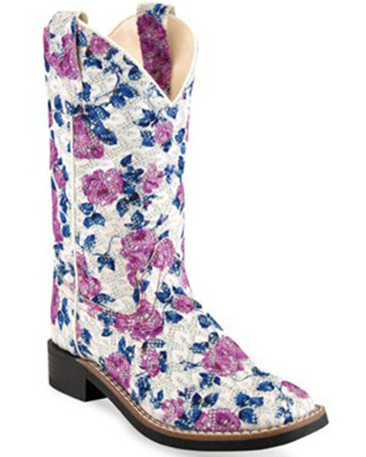 Girls' Old West Flower Girl Western Boots - Broad Square Toe