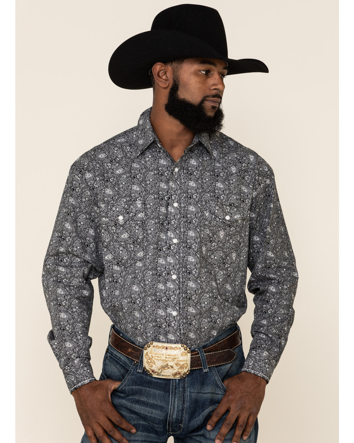 Men's Panhandle Rough Stock By Atalaya Stretch Paisley Print Long Slee