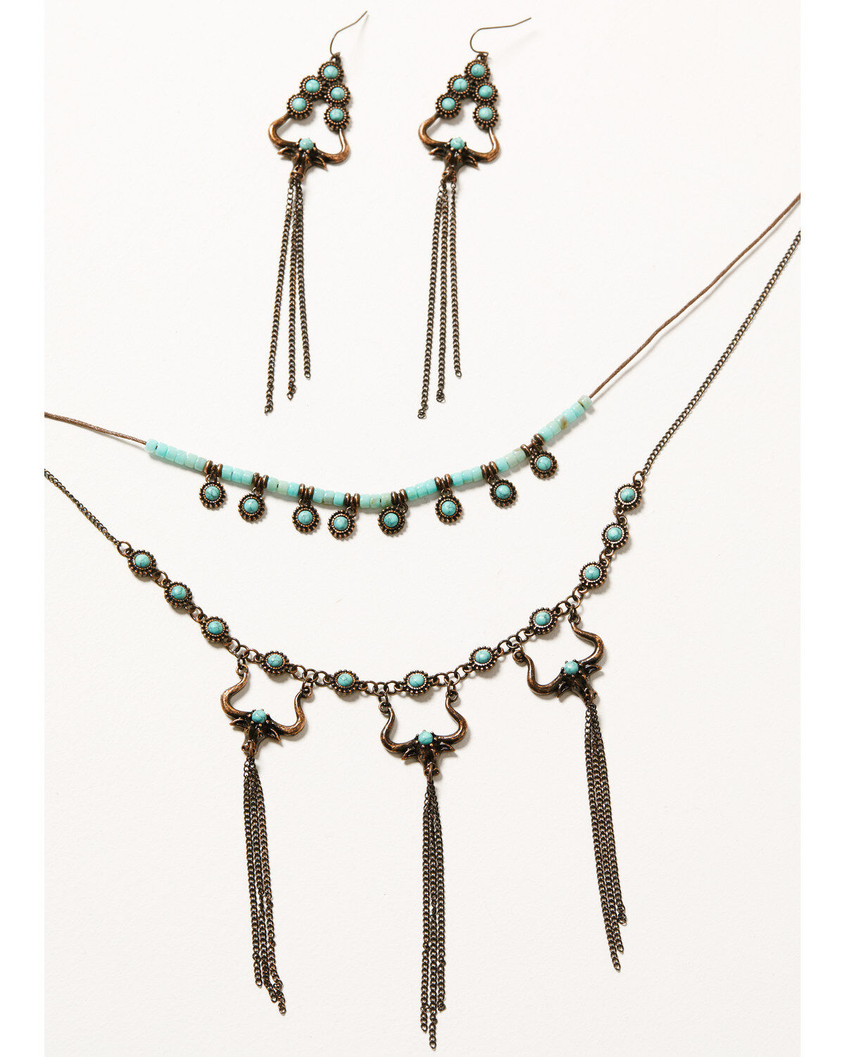 Women's Shyanne Mystic Skies Longhorn Tassel Necklace & Earrings Set -