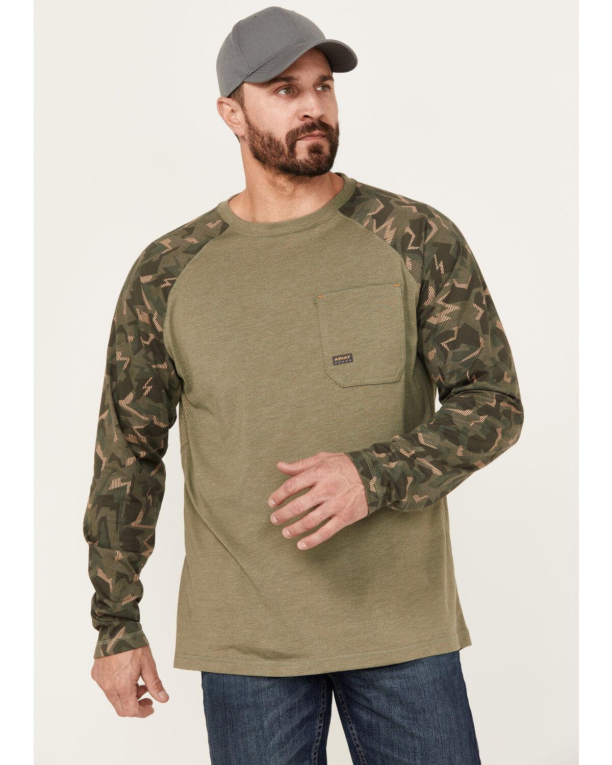 Men's Ariat Rebar Workman Baseball Long Sleeve Shirt