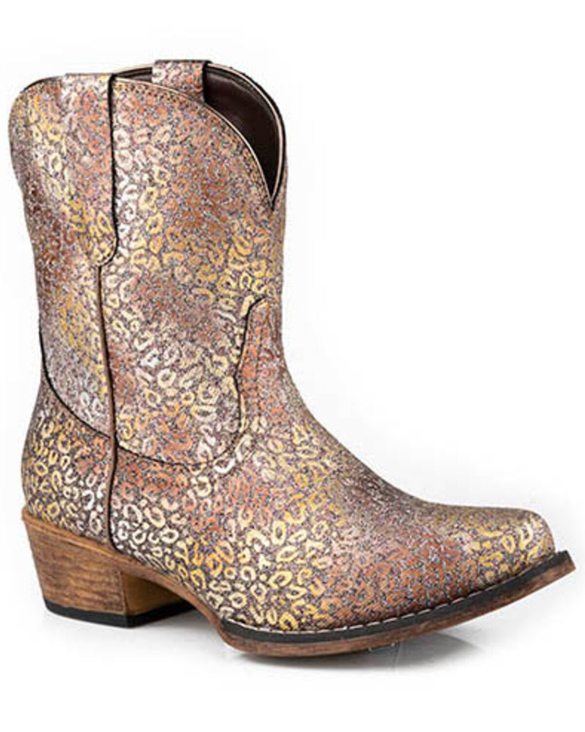 Women's Roper Ingrid Leopard Print Short Western Boots - Snip Toe