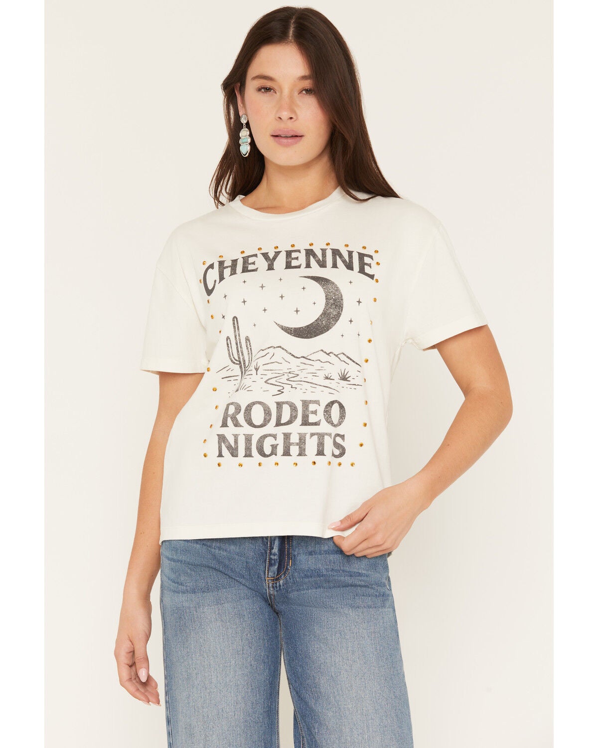 Women's Blue Life Cheyenne Rodeo Nights Short Sleeve Graphic T-Shirt
