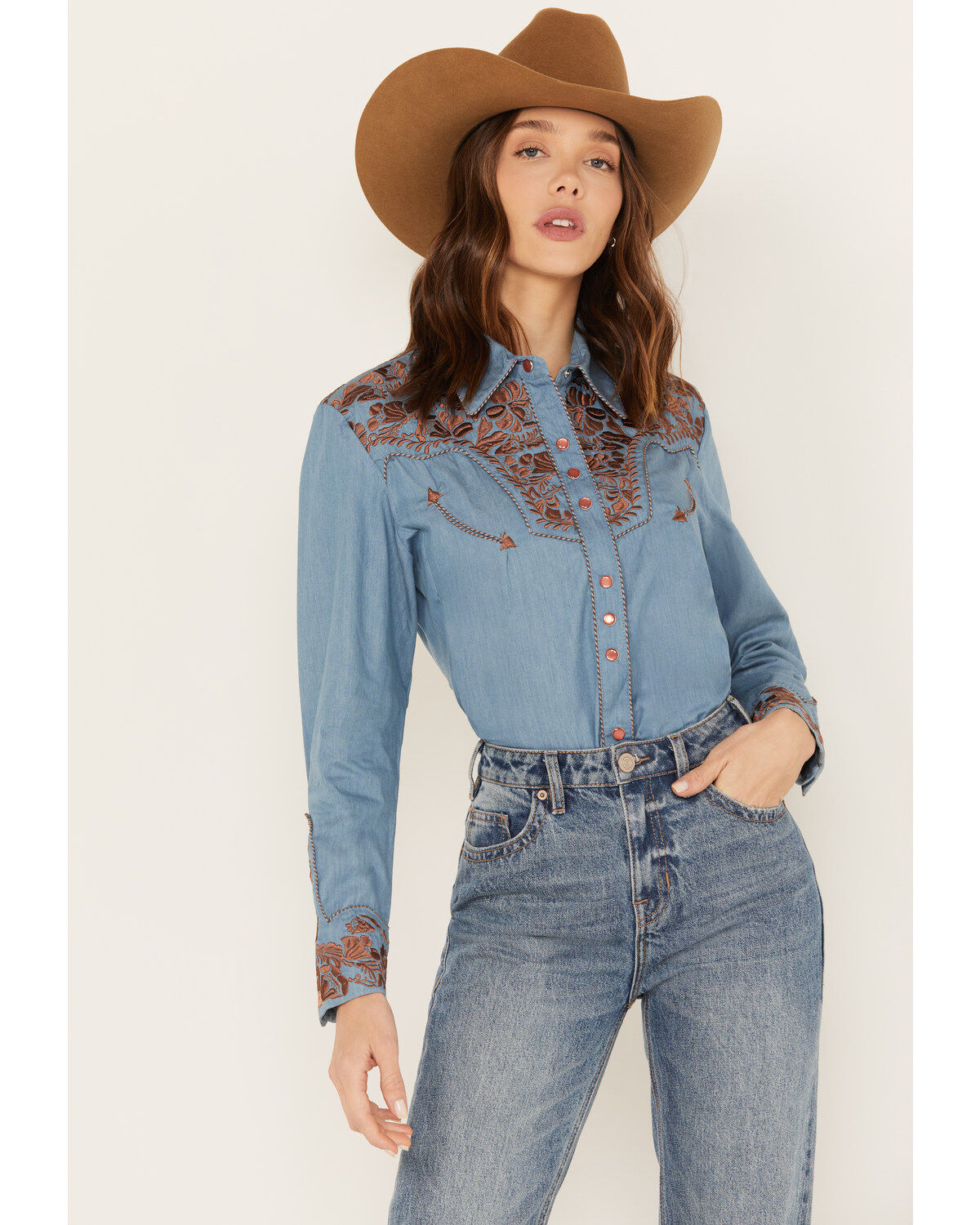 Women's Scully Floral Embroidered Western Shirt