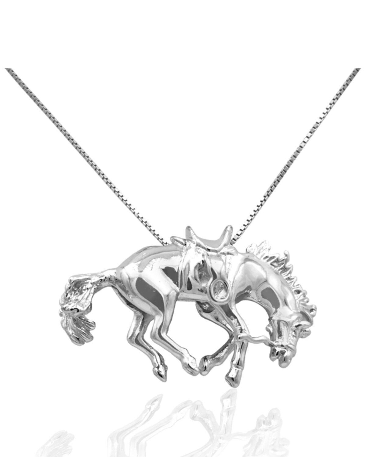 Women's Kelly Herd Silver Bucking Saddle Bronco Pendant Necklace