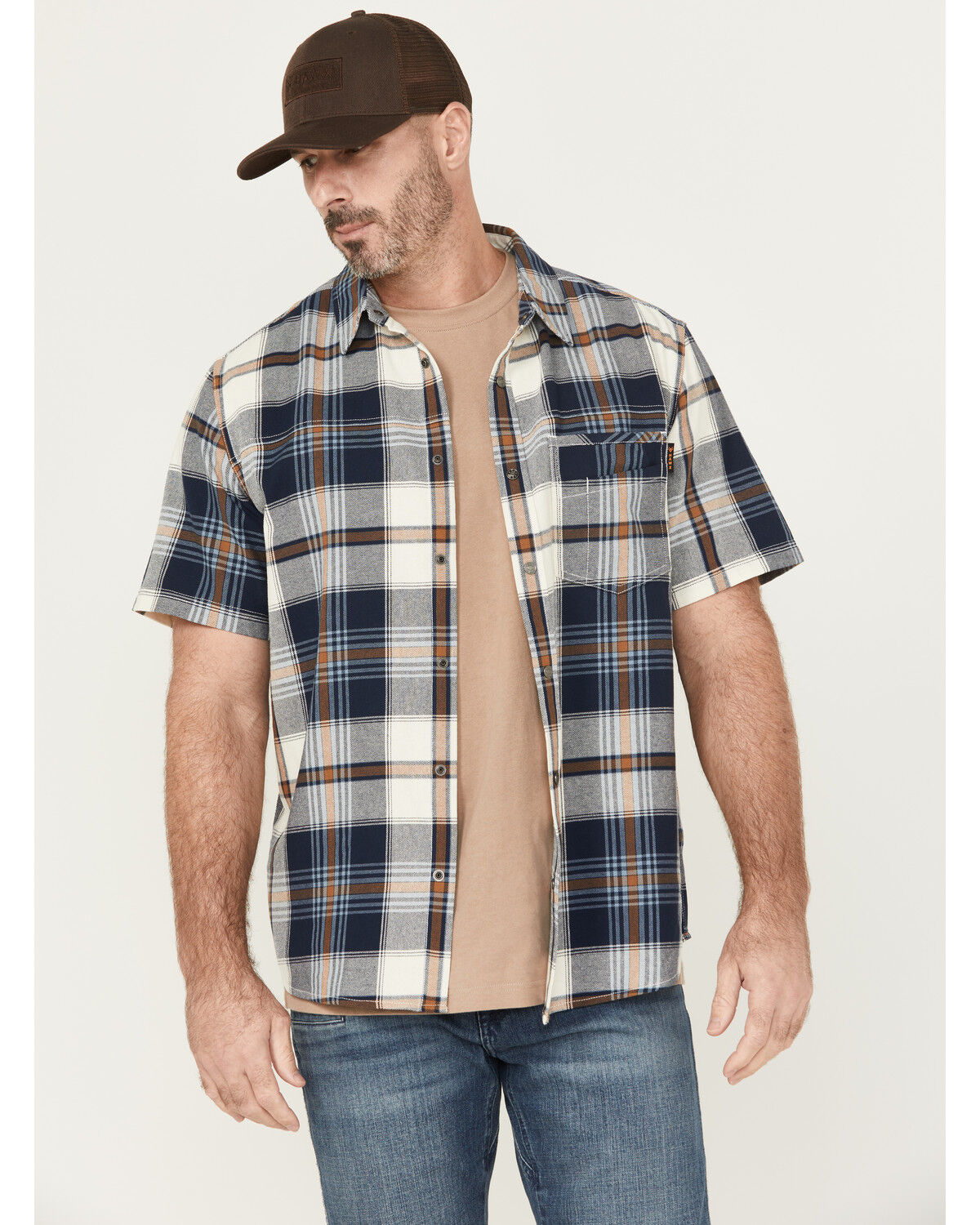 Men's Hawx Hedgerow Plaid Print Short Sleeve Snap Work Shirt