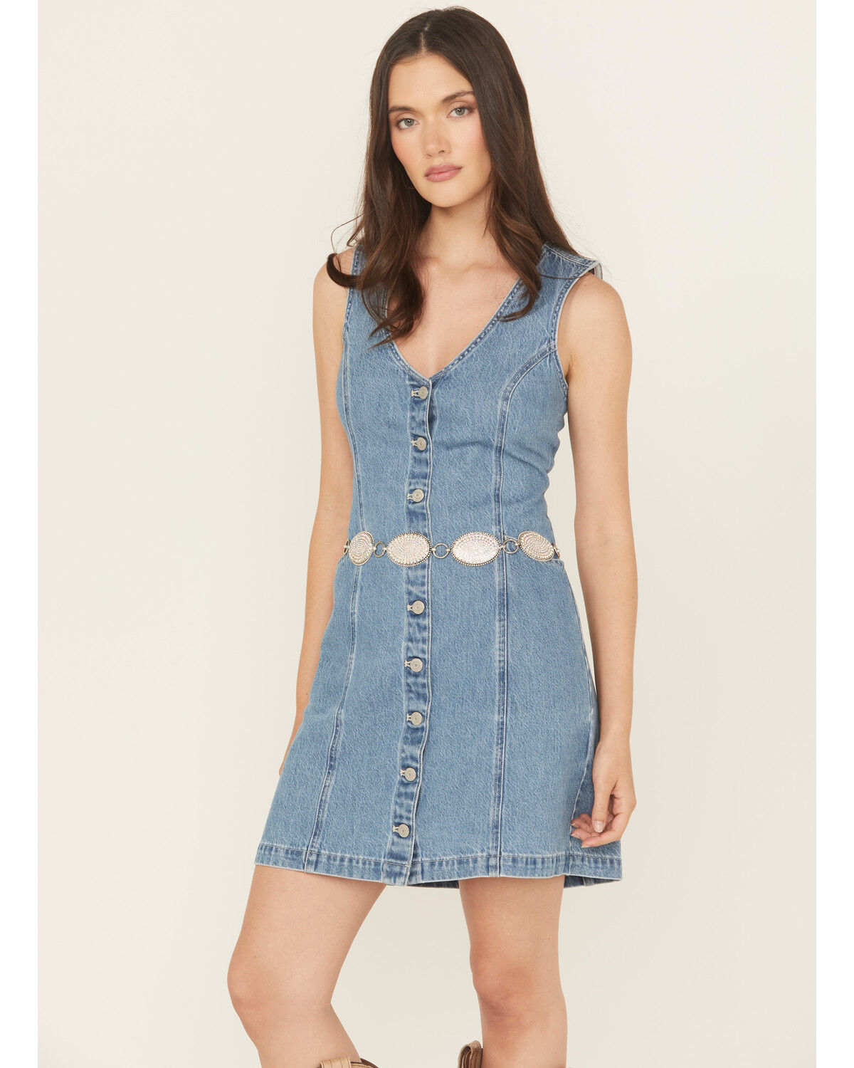 Women's Southern Grace Crystal Oval Concho Chain Belt