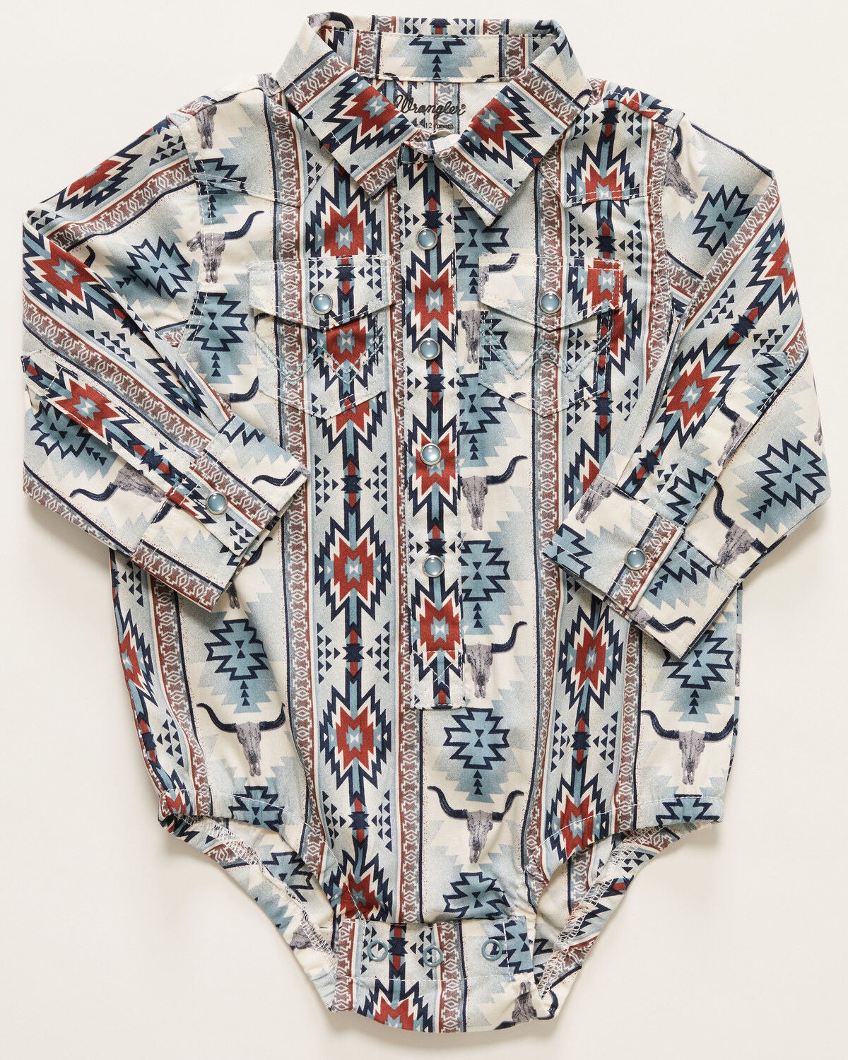 Boys' Wrangler Infant Southwestern Steerhead Print Long Sleeve Snap We