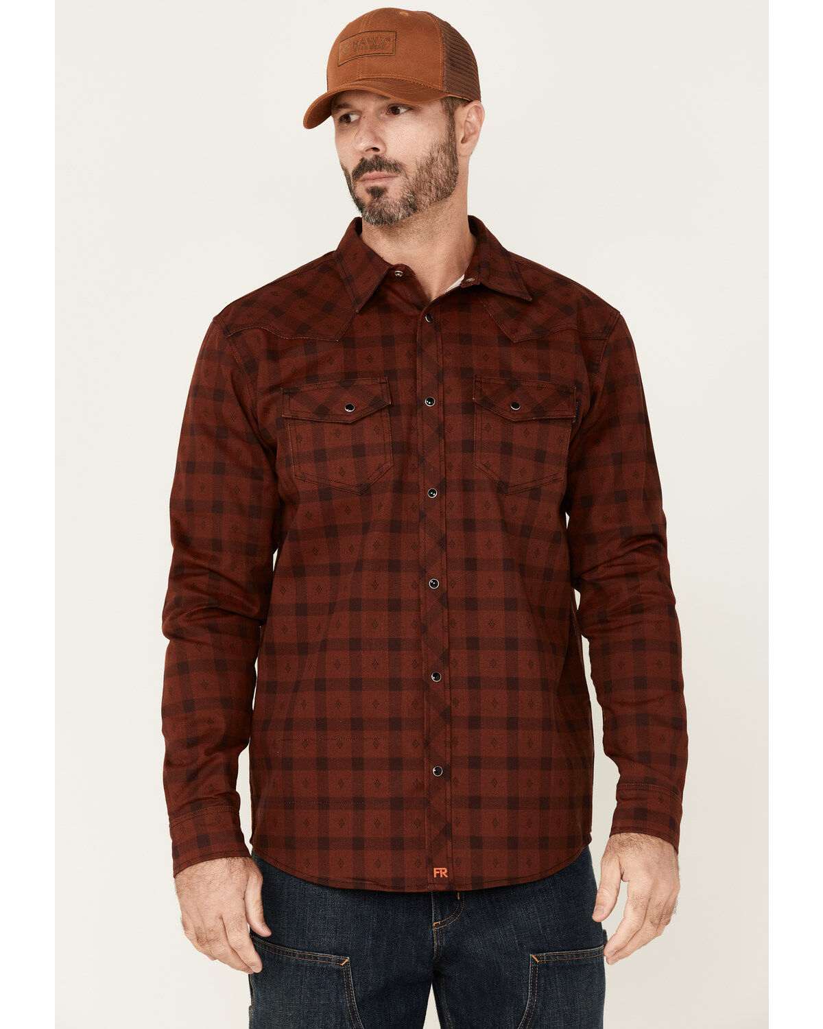 Men's Cody James FR Southwestern Plaid Print Long Sleeve Snap Work Shi