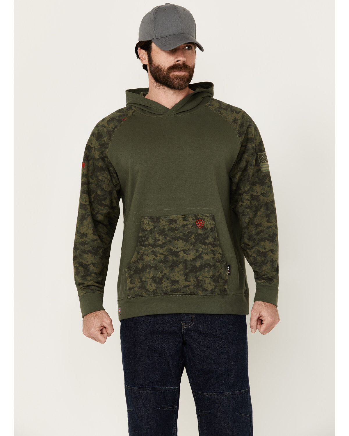 Men's Ariat FR DuraStretch Patriot Camo Print Hooded Sweatshirt