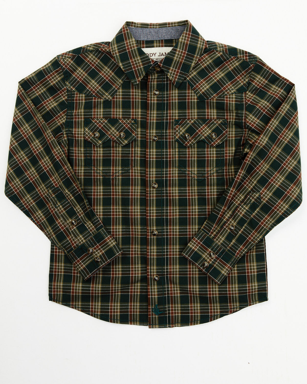 Boys' Cody James Toddler Douglas Fir Plaid Print Long Sleeve Snap West