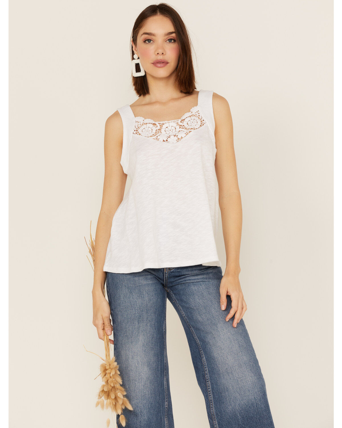 Women's Wrangler Retro Crochet Knit Lace Tank Top