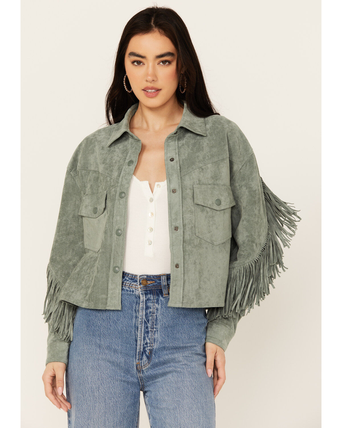 Women's BLANKNYC Faux Suede Fringe Jacket