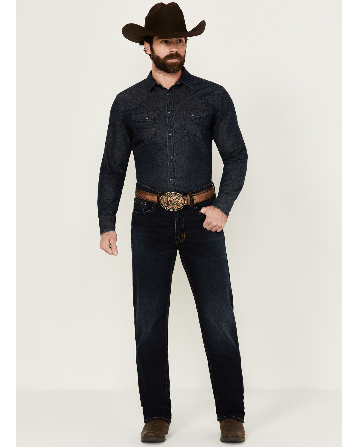 Men's Cody James Dark Wash Bay Roan Slim Straight Stretch Denim Jeans