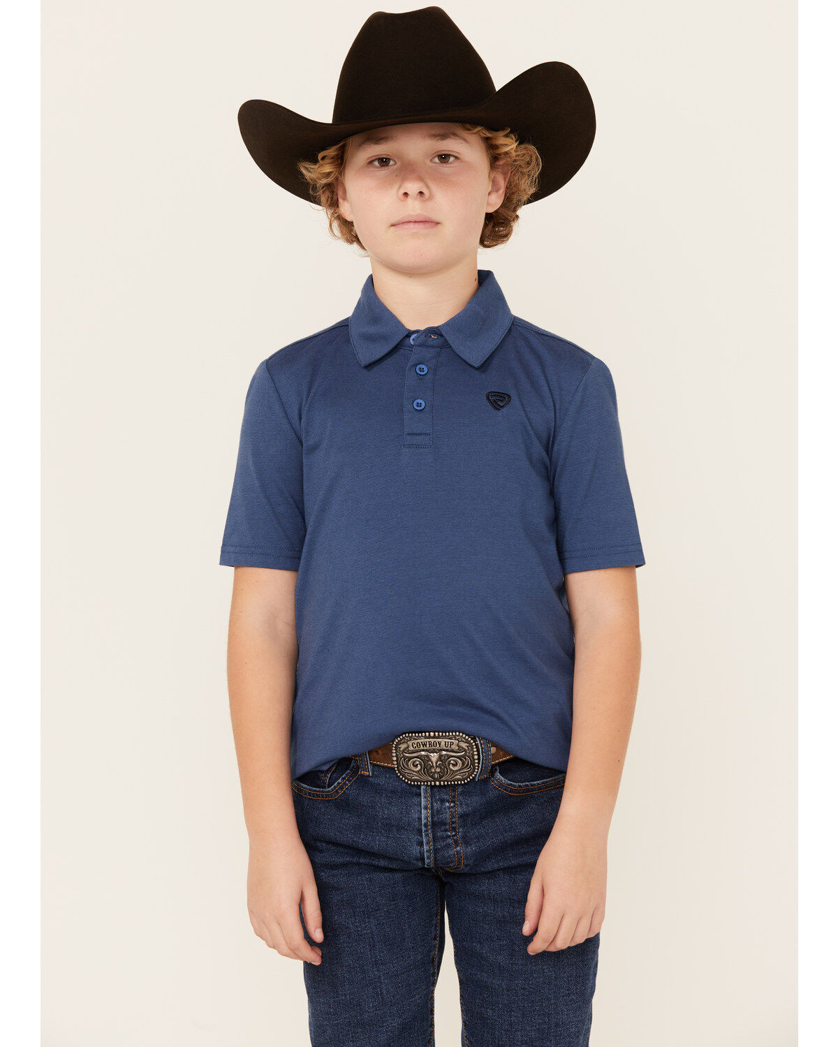 Boys' Rock & Roll Denim Short Sleeve Polo Shirt